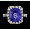Image 2 : GIA Cert 9.36 ctw Tanzanite and Diamond Ring - 14KT White Gold