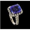 Image 4 : GIA Cert 9.36 ctw Tanzanite and Diamond Ring - 14KT White Gold