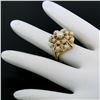 Image 6 : Estate 14k Yellow Gold 3 Tier 17 Pearl Snowflake Burst Cluster Cocktail Ring