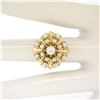 Image 7 : Estate 14k Yellow Gold 3 Tier 17 Pearl Snowflake Burst Cluster Cocktail Ring
