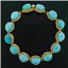 Image 4 : 18k Yellow Gold GIA Certified Large Cabochon Greenish Blue Turquoise Statement N