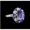 Image 1 : 14KT White Gold 6.27 ctw Tanzanite, Sapphire and Diamond Ring