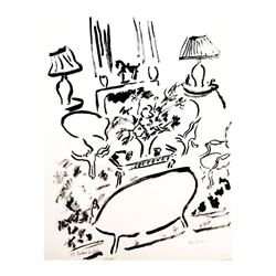 Wayne Ensrud "Bouquets at Chateau Prieure-Lichine" Pen & Ink Original Artwork; H