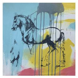 Gail Rodgers, "Leonardo's Horse" Hand Signed Original Hand Pulled Silkscreen Mix
