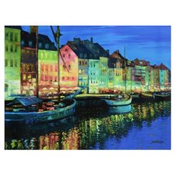 Howard Behrens (1933-2014), "As Night Falls, Copenhagen" Limited Edition on Canv
