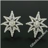 Image 2 : 18kt White Gold 3.35 ctw Diamond Star Burst Cluster Earrings