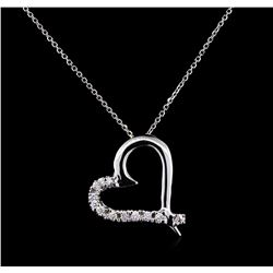 0.45 ctw Diamond Pendant With Chain - 14KT White Gold