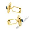 Image 4 : Vintage 14kt Yellow Gold Oval Blue Star Sapphire Florentine Swirl Cuff Links