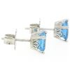 Image 2 : 14k White Gold Cushion Cut Natural Swiss Blue Topaz Solitaire Stud Earrings