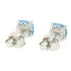 Image 3 : 14k White Gold Cushion Cut Natural Swiss Blue Topaz Solitaire Stud Earrings