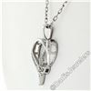 Image 4 : 10kt White Gold Pave Set Single Cut Diamond Open Heart Flower Cluster Pendant Ne