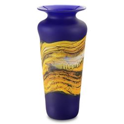 "Small Translucent Strata Urn" Hand-Blown Glass Sculpture, Hand Signed by Gartne