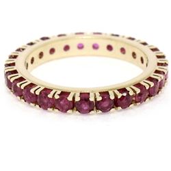 14K Yellow Gold 2.75 ctw 25 Prong Set Blood Red Ruby Eternity Band Ring