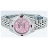 Image 6 : Rolex Ladies Stainless Steel Pink Stamp Diamond & Ruby Datejust Wristwatch