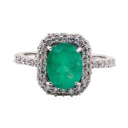 1.96 ctw Emerald and Diamond Ring - 14KT White Gold