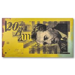 Steve Kaufman (1960-2010), "Israel 20 Shekel Note Bill" Hand Signed and Numbered