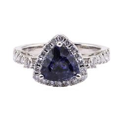 2.40 ctw Sapphire and Diamond Ring - 18KT White Gold