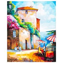 Alex Grinshpun, "Resort Cafe II" Original Oil Painting on Canvas, Hand Signed wi