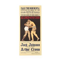 Jack Johnson vs Arthur Cravan Lithograph Vintage Boxing Poster Hand Pulled