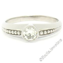 14kt White Gold 0.32 ctw Bezel Set Round Brilliant Diamond Solitaire Engagement