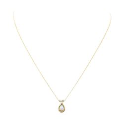 0.58 ctw Opal and Diamond Pendant with Chain - 14KT Yellow Gold