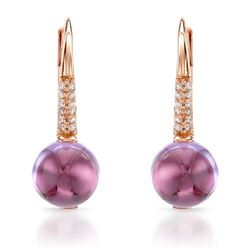 14k Rose Gold  3.37CTW Amethys and Diamond Earrings