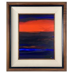 Wyland, "Fire Sky" Original Painting on Board; Hand Signed and Framed with Koa W