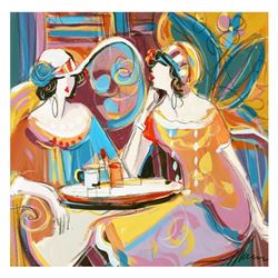 Isaac Maimon, "Sharing Love Stories" Original Acrylic Painting, Hand Signed with