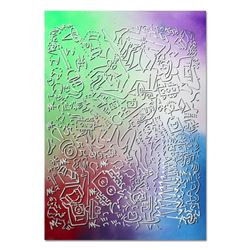 Mark Kostabi, "Navigating The Icon Index" Mixed Media Original Painting; Hand Si