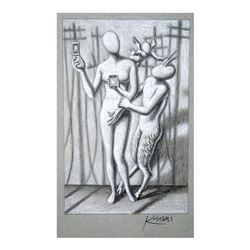 Mark Kostabi "The Mythology Of Communication" Hand Signed Original Artwork with