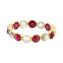 1.40 ctw Ruby and Moonstone Eternity Ring - 18KT Yellow Gold