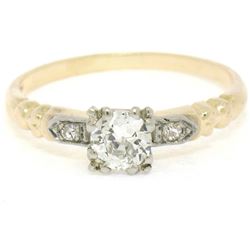 Antique 14K Two Tone Gold 0.54 ctw European Cut Diamond Solitaire Engagement Rin