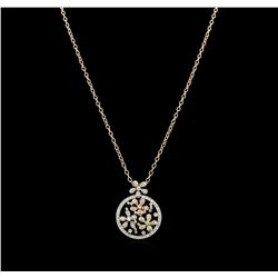 2.01 ctw Diamond Pendant With Chain - 14KT Tri Color Gold