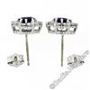 Image 3 : Sterling Silver Blue Crystal & CZ Halo Stud Earrings w/ 14kt White Gold Posts