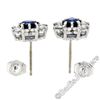 Image 4 : Sterling Silver Blue Crystal & CZ Halo Stud Earrings w/ 14kt White Gold Posts