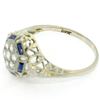 Image 8 : Antique Art Deco 18K White Gold 0.40 ctw Diamond & Sapphire Cluster Filigree Rin