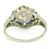 Image 9 : Antique Art Deco 18K White Gold 0.40 ctw Diamond & Sapphire Cluster Filigree Rin