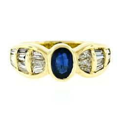 Trevi 18kt Yellow Gold 1.90 ctw Oval Sapphire & Baguette Diamond Ring