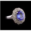 Image 1 : 3.28 ctw Tanzanite and Diamond Ring - 14KT White Gold