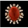 Image 2 : 5.07 ctw Coral and Diamond Ring - 14KT Rose Gold