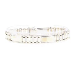 Fancy Link Men's Bracelet - 14KT Yellow and White Gold