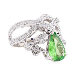2.23 Tsavorite and Diamond Ring - 14KT White Gold