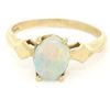 Image 1 : Vintage 14K Yellow Gold 0.65 ctw Petite Oval Cabochon Opal Solitaire Ring Size 6