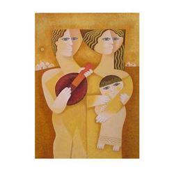 Samy Briss, "Trio a la Guitare" Hand Signed Limited Edition Serigraph with Lette