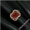 Image 4 : Art Deco Etched 14kt White Gold Custom Cut Carnelian Solitaire Filigree Ring