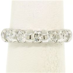 NEW 14k White Gold FINE .80 ctw Bar Set Round Brilliant Diamond Wedding Band Rin
