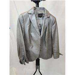Akris Pewter Leather Jacket Cat A