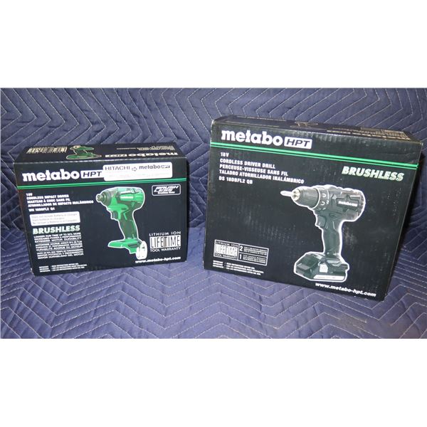 Metabo HPT Cordless Driver Drill CD 18DBFL2 QB & Impact Driver WR 18DBFL2 Q4