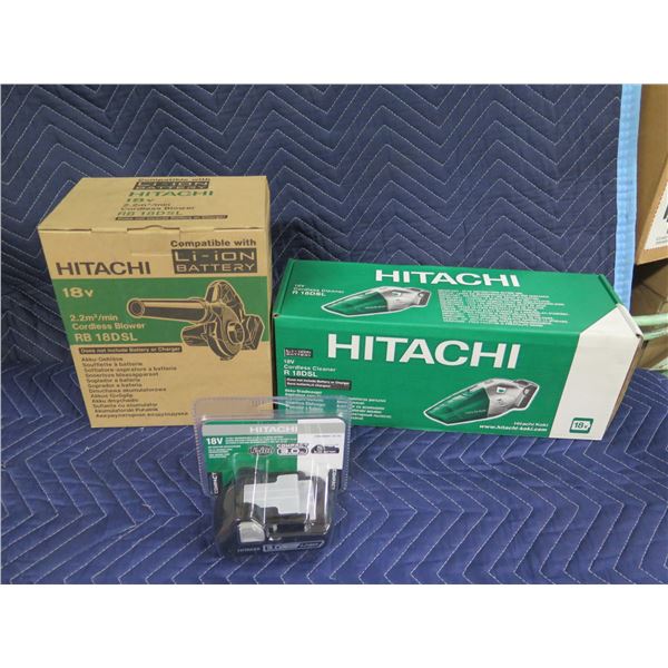 Hitachi Cordless Blower RB 18DSL, Cordless Cleaner R 18DSL & Battery New