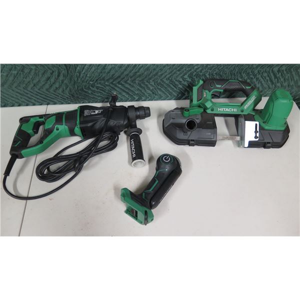 Hitachi Rotary Hammer DH 28PFY, Cordless Band Saw CB 18DBL & Work Light UB 18DJL